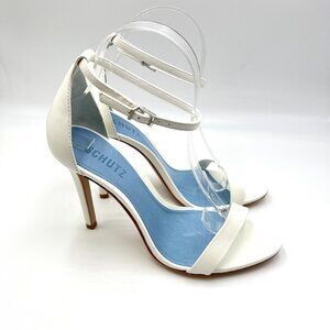 Schutz Size 8.5 Cadey Lee White Leather Minimalist Stiletto Heel Sandals‎ Shoes